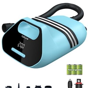 TOPUMP 7800mAh Rechargable SUP Air Pump TPS300,20PSI Electric Paddle Board Pump with Auto-Off Feature, Dual Stage Inflation & Deflation, AC/DC Battery for SUP, Inflatable Tent, Boat, Kayak