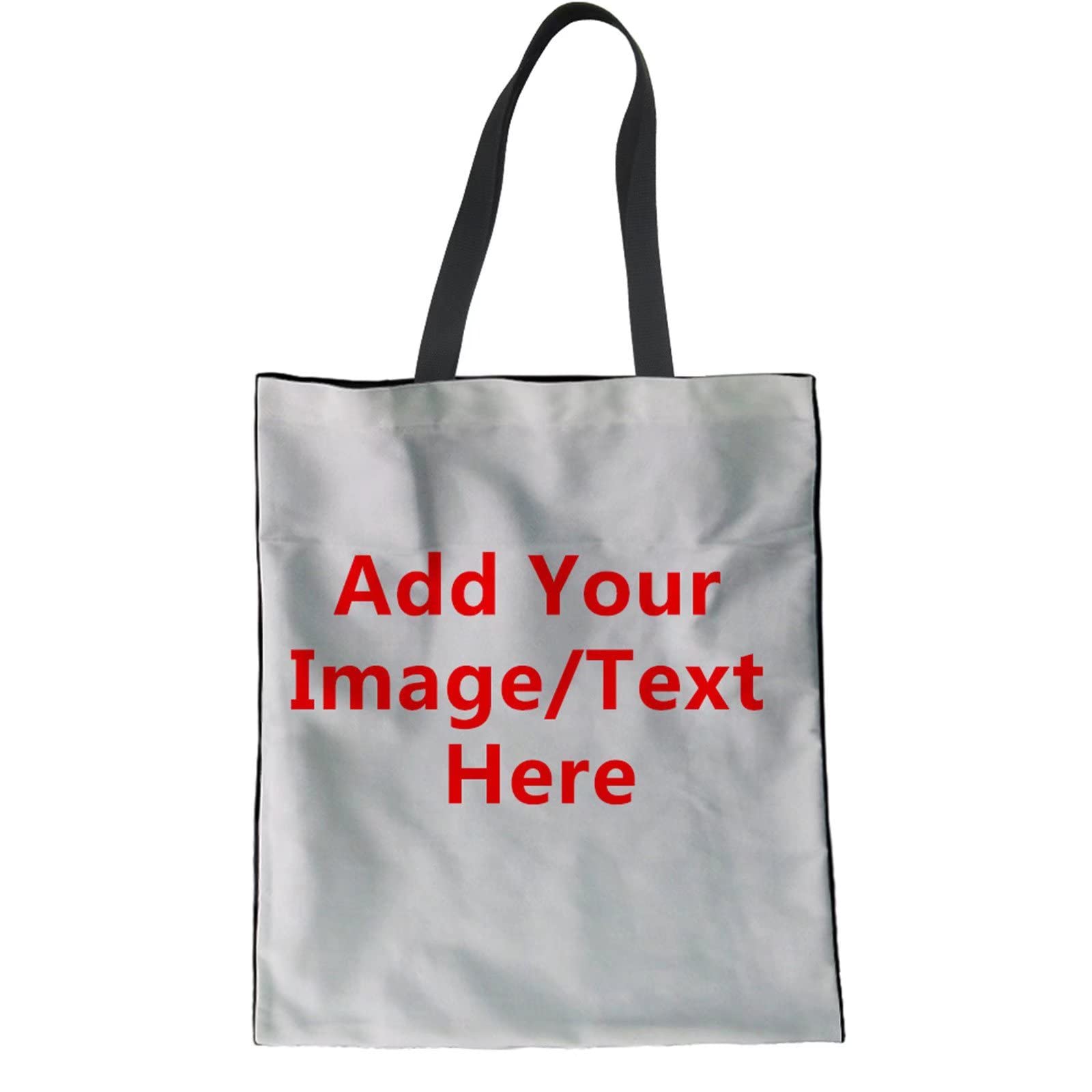 HUGS IDEA Add Your Own Image Customized Womens Tote Handbags Lightweight Grocery Handbags