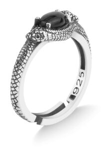 r&o silver boutique 925k unique snake design sterling silver women's ring 2w (black, 5)