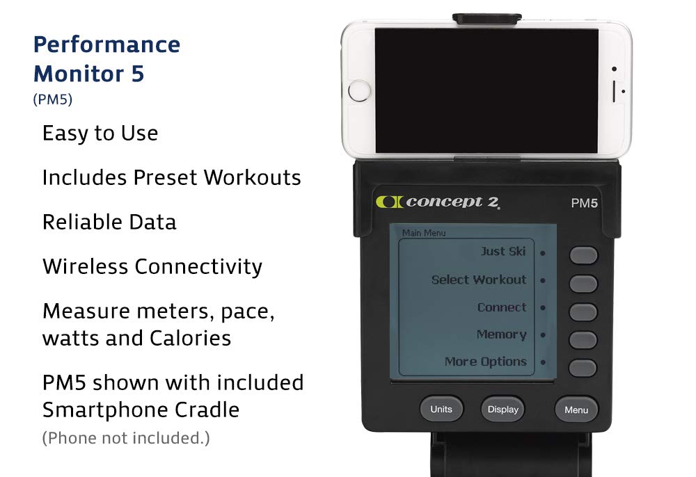 Concept2 SkiErg Indoor Ski Machine with PM5 Monitor | Adjustable Air Resistance with Garmin HRM-Dual Heart Rate Monitor | ANT+ and Bluetooth Connectivity with Signature Series Resistance Band