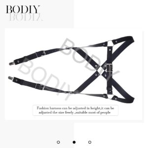 BODIY Men Leather Suspenders Shoulder Belt Strap Tuxedo Wedding Suspender for Groom Groomsmen Fashion Body Harness Accessory