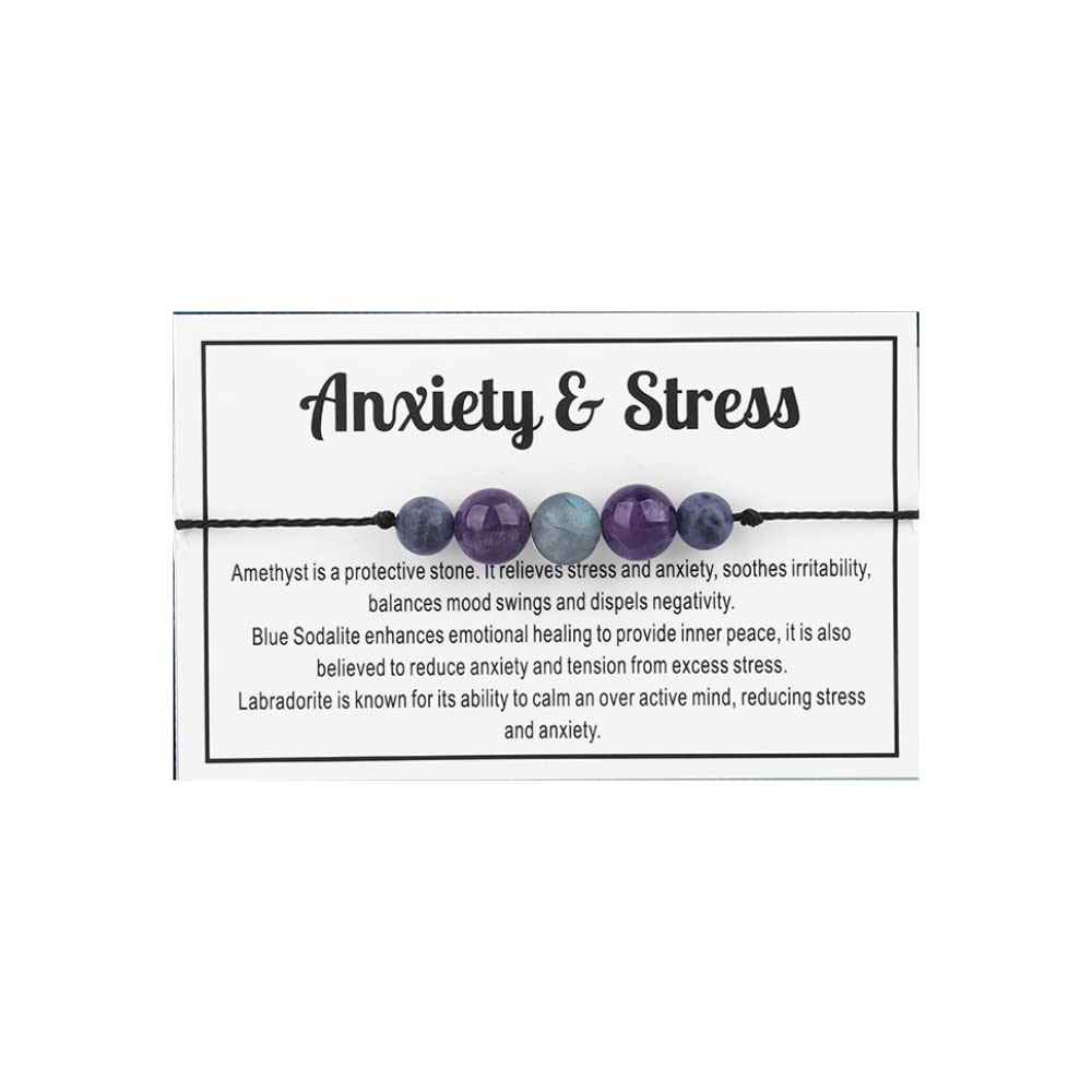 Fuqimanman2020 Healing Crystal Bead Bracelet Amethyst 7 Chakra Bracelets Adjustable Natural Stone Bracelet for Couples Friendship Jewelry-Anxiety stress