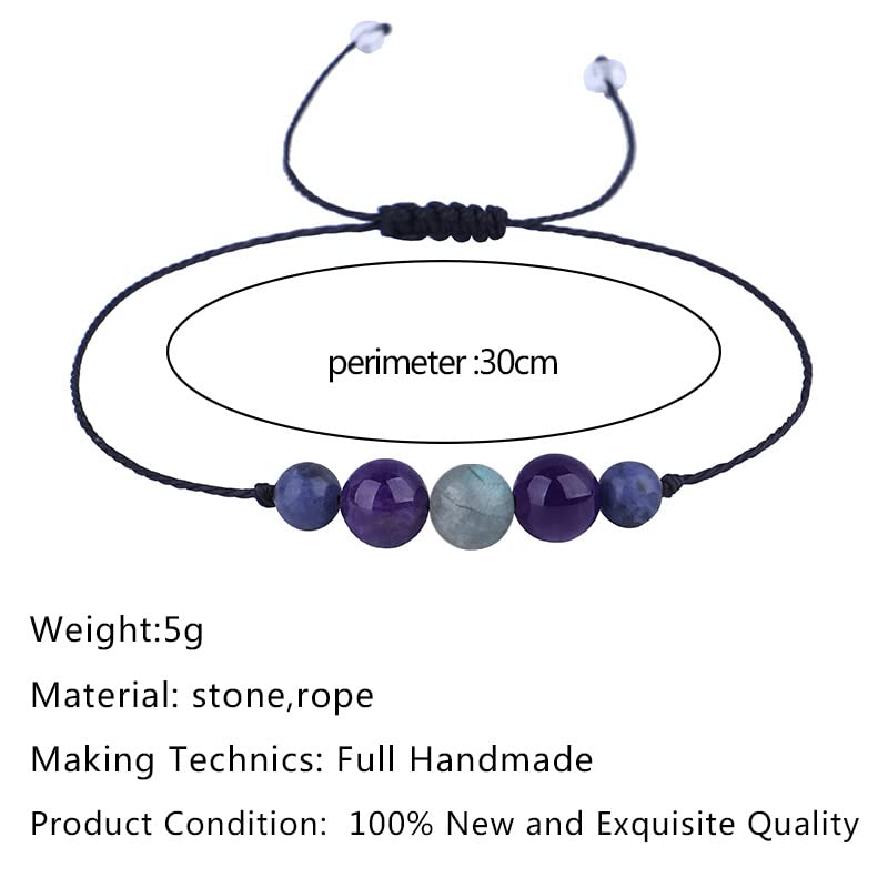 Fuqimanman2020 Healing Crystal Bead Bracelet Amethyst 7 Chakra Bracelets Adjustable Natural Stone Bracelet for Couples Friendship Jewelry-Anxiety stress