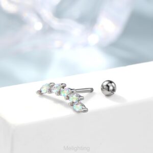 Melighting Helix Earrings 16G Helix Piercing Clear CZ Curved Vine Upper Ear Surgical Steel 316L Cartilage Earrings Tragus Piercing Earrings Studs Women Body Piercing Jewelry