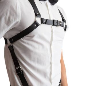 BODIY Men Leather Suspenders Shoulder Belt Strap Tuxedo Wedding Suspender for Groom Groomsmen Fashion Body Harness Accessory