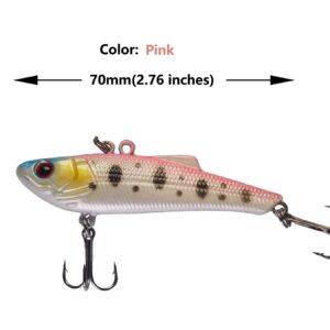 DAIMOUTH 5pcs 70mm Fishing Lures Lifelike Vibe Blade Bait for Bass & Trout, Lipless Crankbait, Bionic Fishing Gear for Freshwater Saltwater,Fishing Tackle Accessory Box (Green)