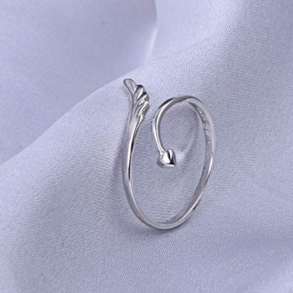 U-K Jewelry -Women's Ring Sterling Silver Heart Shaped Love Angel Wings Adjustable Ring Stable Professional Processed