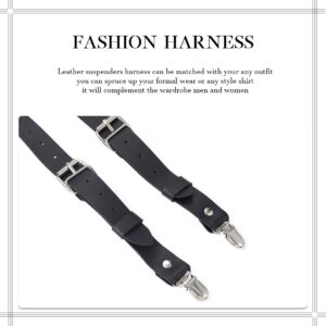 BODIY Men Leather Suspenders Shoulder Belt Strap Tuxedo Wedding Suspender for Groom Groomsmen Fashion Body Harness Accessory