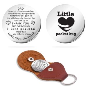 to My Dad Pocket Hug Token Gift, Long Distance Relationship Keepsake Stainless Steel Double Sided，Pocket Hug Token Gift for Dad from Daughter - Thank You for Everything