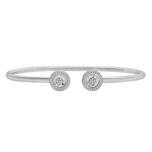 timeless love 1/8 ct diamond 6.5" flexible bangle set in polished sterling silver, dainty jewelry for women, women’s fashion bracelets, diamond luxury bangle for women