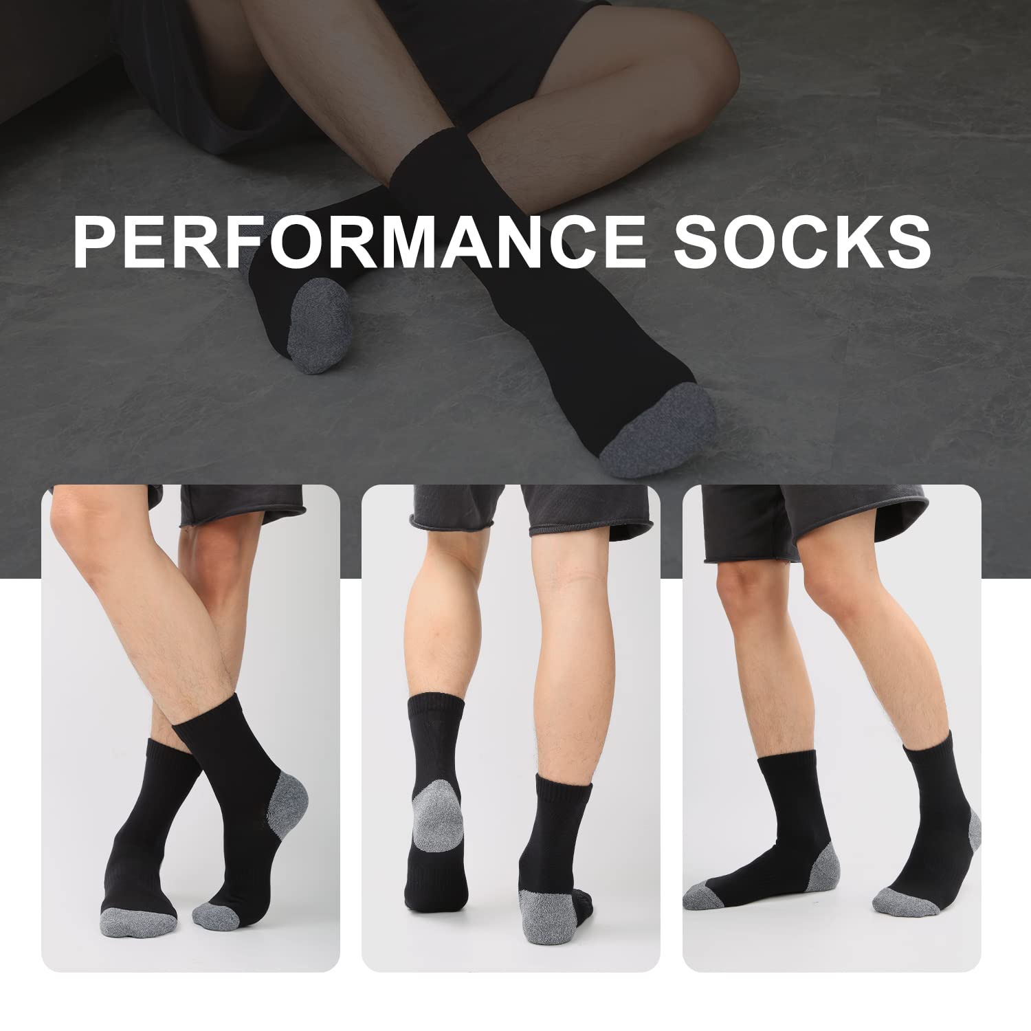 H HANDOOS Mens Socks Quick Dry Socks Men 6-9 Athletic Socks Men for Everyday Wear Running-5 Pack, Black