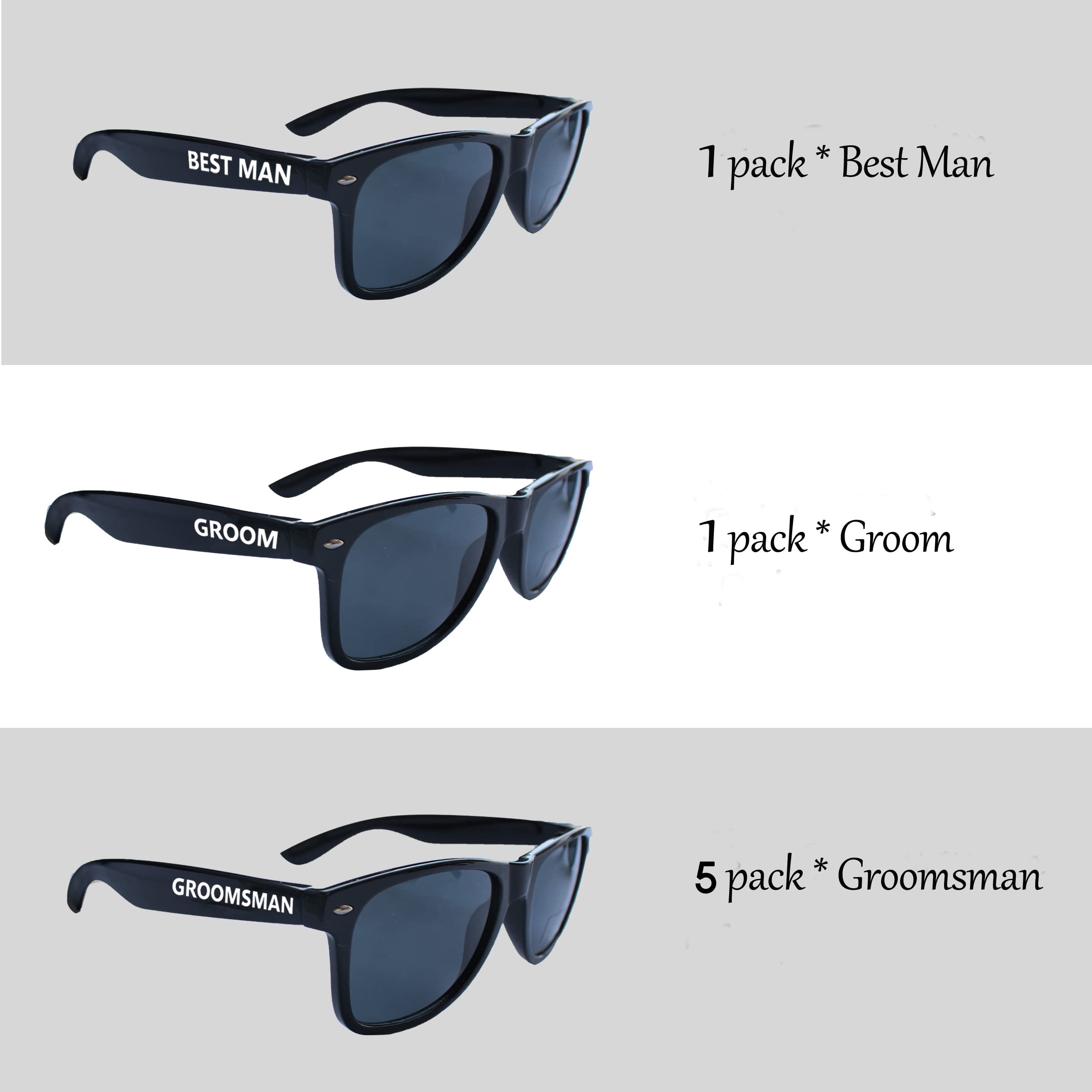 LotsBuyLots Groomsmen Sunglasses 7 Pack, Bachelor Party Supplies Sunglasses for Groom,Best Man,Groomsman(B:Groomsman)