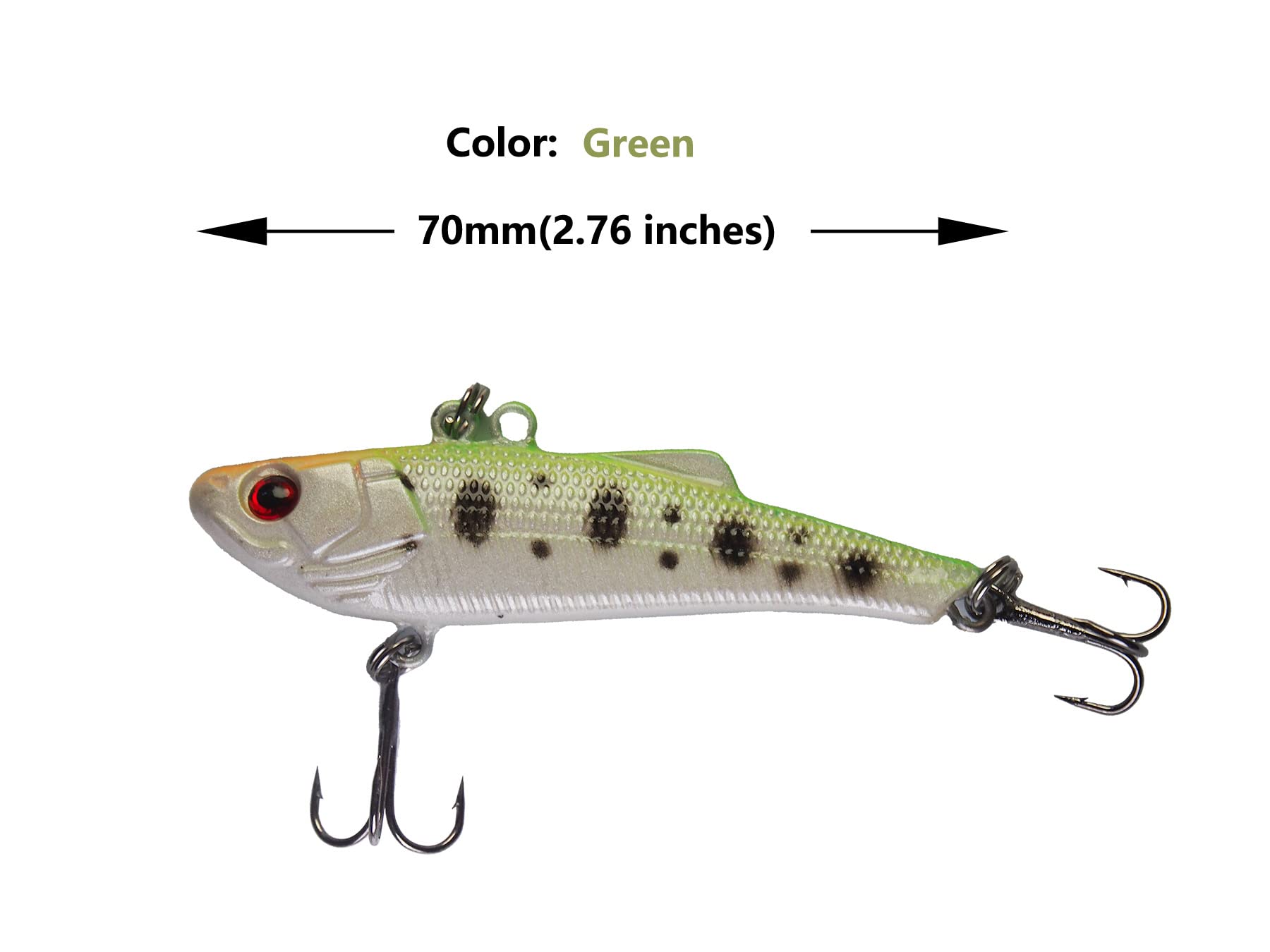 DAIMOUTH 5pcs 70mm Fishing Lures Lifelike Vibe Blade Bait for Bass & Trout, Lipless Crankbait, Bionic Fishing Gear for Freshwater Saltwater,Fishing Tackle Accessory Box (Green)