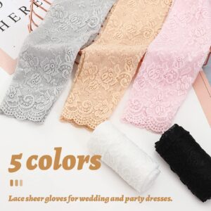 UV Protection Lace Arm Sleeves, Women's Floral Lace Sleeves Hollow Out Long Sunscreen Gloves Fingerless Driving Gloves (Black)