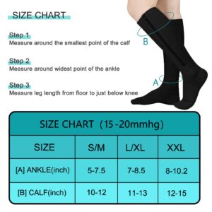 2 Pairs Zipper Compression Socks, 15-20 mmHg Closed Toe Compression Stocking with Zipper for Women and Men