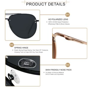 ANDWOOD Oversized Aviator Sunglasses for Women Men Big Large Rimless Metal Frame with Spring Hinges Sun glasses Polarized Black Shades