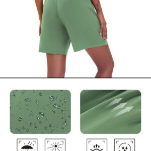 iChunhua Womens 7 Inch Inseam Athletic Shorts Water Resistant Quick Dry for Walking Travel Athletic Golf Bean Green L