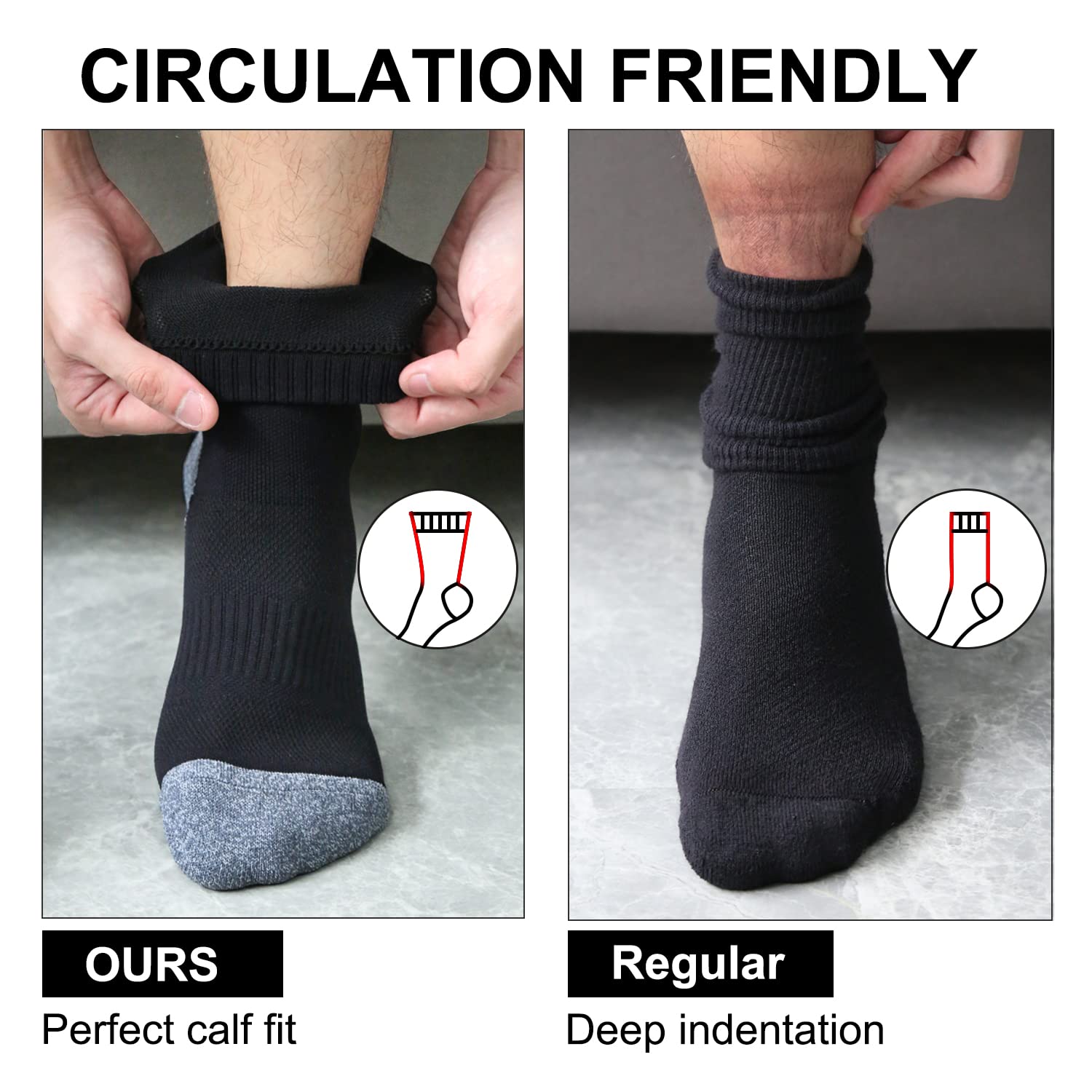 H HANDOOS Mens Socks Quick Dry Socks Men 6-9 Athletic Socks Men for Everyday Wear Running-5 Pack, Black