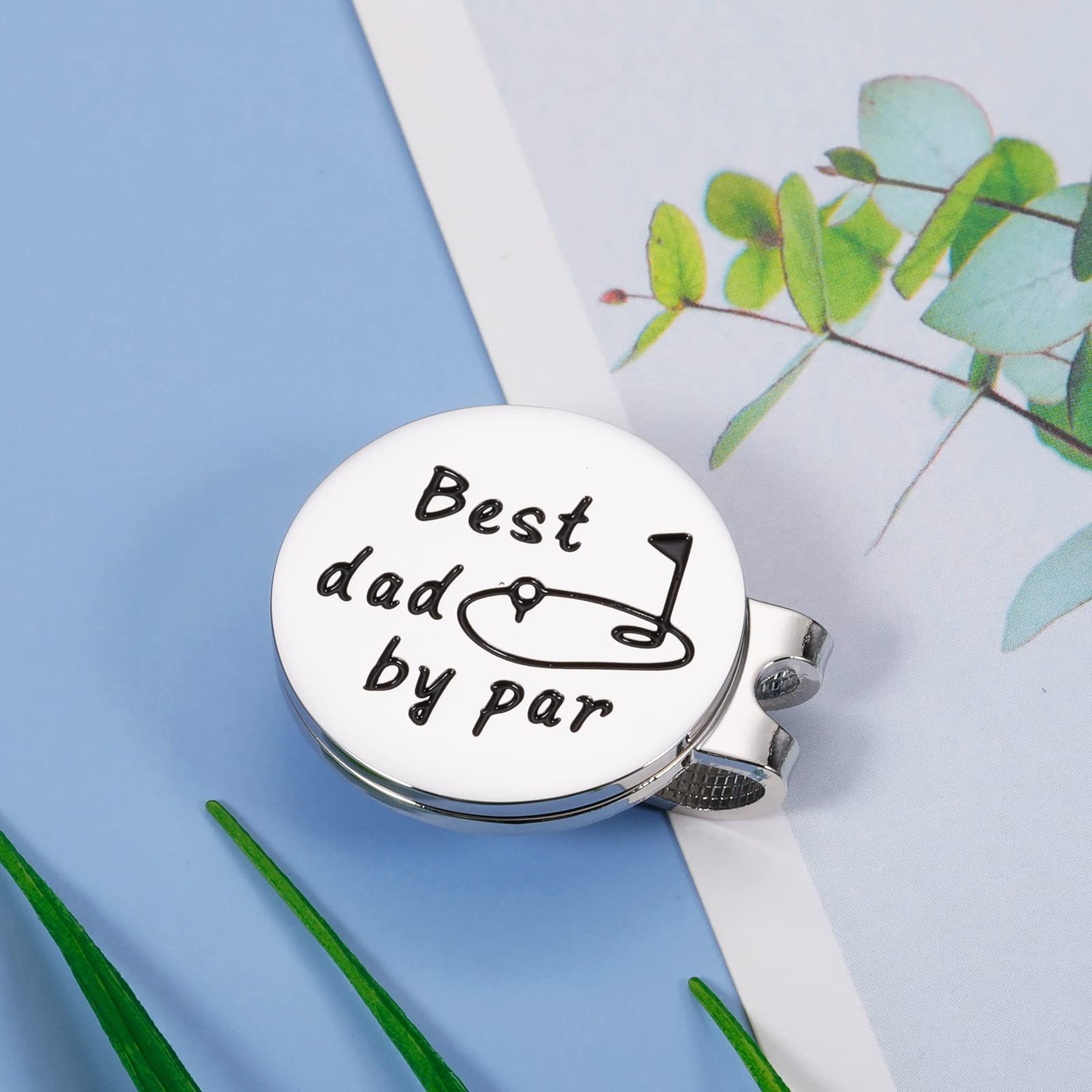 GGOJAGST Best Dad by Par Gifts from Daughter Golf Ball Markers with Hat Clips Value Sets for Men Women Golfer Removable Attaches Easily to Golf Cap Premium Gifts Silver for Dad from Kids