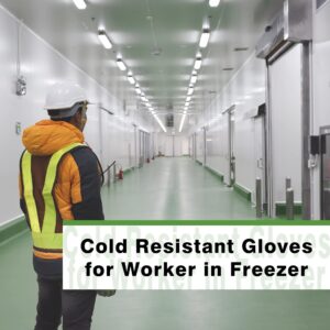 COOLJOB Fleece Lined Winter Work Gloves, Thermal Warm Freezer Gloves, 100% Recycled Polyester Base, Cold Weather Gloves with Non Slip Grip, Thick Windproof Gloves, 1 Pair, Small, Green