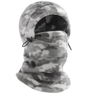 Tough Headwear Fleece Balaclava Ski Mask - Winter Face Mask for Men & Women - Face Cover for Extreme Cold Weather Gear Grey