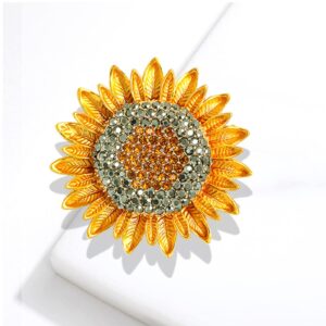 2 Pack Sunflower brooch pins for women Costume Jewelry Fashion Crystal Broches Vintage Jewelry Broche Pins