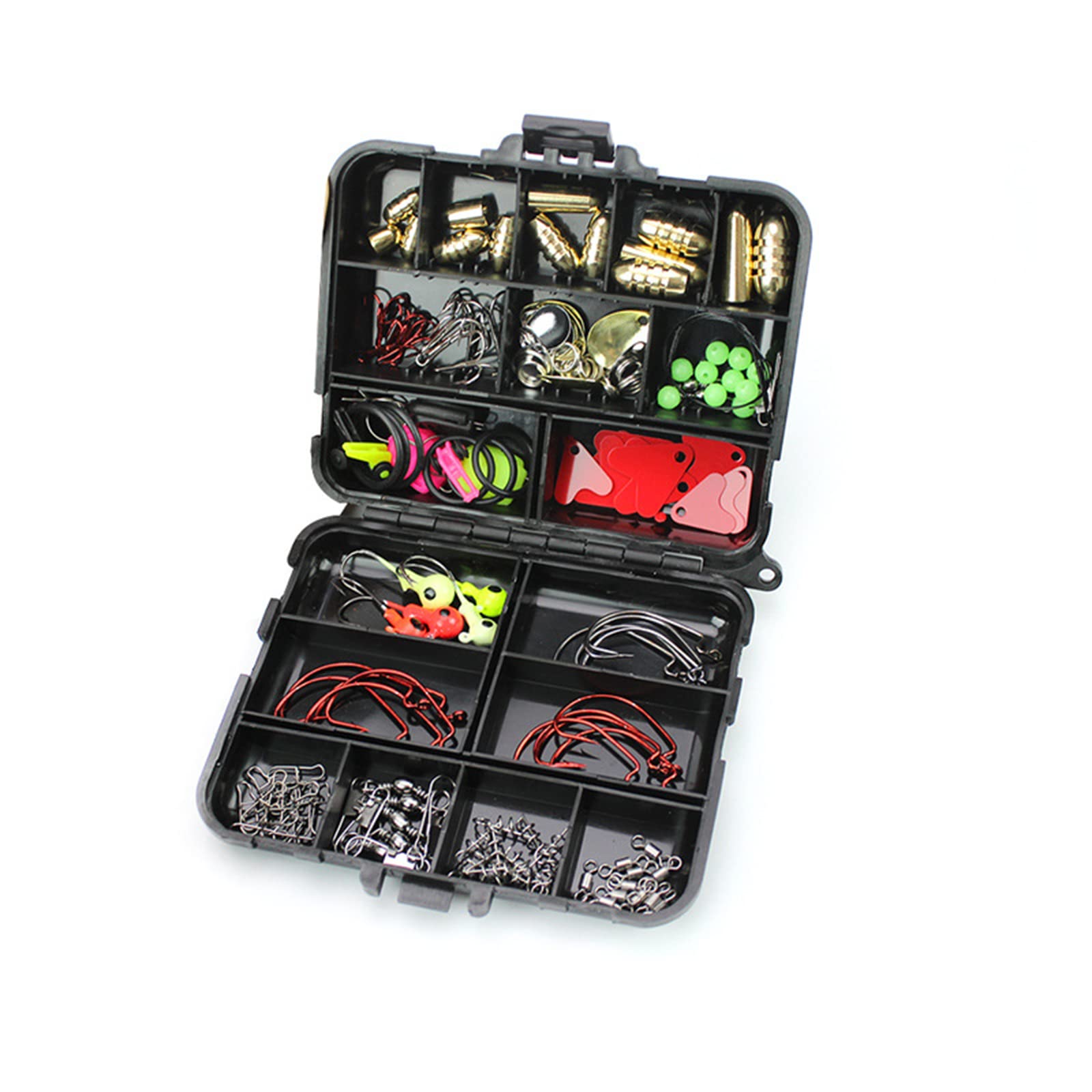 128 Pcs Freshwater Fishing Tackle Kit Starter Kids Basic Fishing Accessories Box Including Jig Hooks, Beads, Sinker Slides, Fishing Swivels Snaps