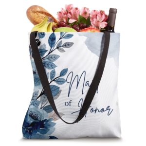 Blue Roses Floral Watercolor Maid of Honor Tote Bag