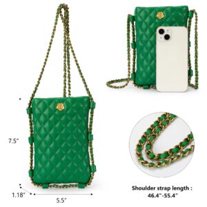 Montana West Small Quilted Cell Phone Purse for Women Soft Chain Crossbody Cellphone Wallet Bag MWC-141GN