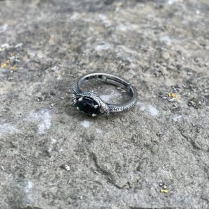 R&O Silver Boutique 925k Unique Snake Design Sterling Silver Women's Ring 2W (Black, 5)