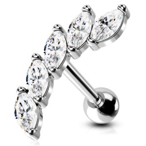 melighting helix earrings 16g helix piercing clear cz curved vine upper ear surgical steel 316l cartilage earrings tragus piercing earrings studs women body piercing jewelry