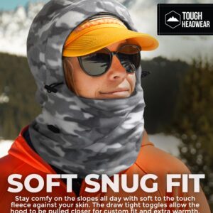 Tough Headwear Fleece Balaclava Ski Mask - Winter Face Mask for Men & Women - Face Cover for Extreme Cold Weather Gear Grey