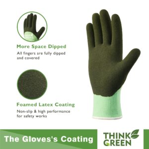 COOLJOB Fleece Lined Winter Work Gloves, Thermal Warm Freezer Gloves, 100% Recycled Polyester Base, Cold Weather Gloves with Non Slip Grip, Thick Windproof Gloves, 1 Pair, Small, Green