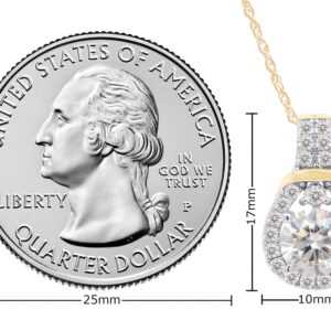 SAVEARTH DIAMONDS 6.5MM Center, Round Cut Lab Created Moissanite Diamond Teardrop Halo Pendant Necklace In 14k Yellow Gold Over 925 Sterling Silver With 18" Chain (VVS1 Clarity, 1.20 Cttw)