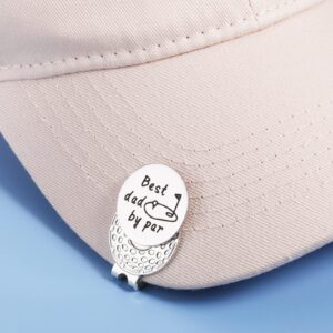 GGOJAGST Best Dad by Par Gifts from Daughter Golf Ball Markers with Hat Clips Value Sets for Men Women Golfer Removable Attaches Easily to Golf Cap Premium Gifts Silver for Dad from Kids