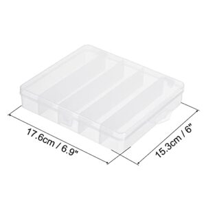 PATIKIL Fishing Tackle Box, 3 Pack 6.9 x 6 x 1.2 Inch Plastic 5 Grids Lure Bait Hooks Accessory Organizer Storage Container, Clear