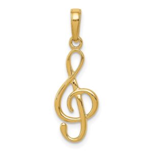 Auriga Fine Jewelry 14k Yellow Gold 3-D Clef Treble Clef Pendant Gift for Women