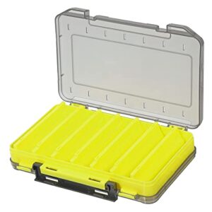 PATIKIL Two Sided Fishing Lure Storage Box Plastic Fish Tackle 14 Grids Container Organizer, Yellow