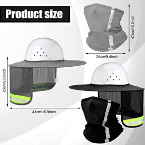 4 Pcs Hard Hat Sun Shade Full Brim Hardhat Sun Visor Bandana Face Scarf Neck Protection Summer Accessories (Black, Gray)