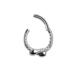 Pierced Owl 16GA 316L Stainless Steel Double Snakes Hinged Clicker Ring