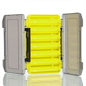 PATIKIL Two Sided Fishing Lure Storage Box Plastic Fish Tackle 14 Grids Container Organizer, Yellow