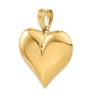 Auriga Fine Jewelry 14k Yellow Gold Polished 3-D Puffed Heart Pendant Gift for Women