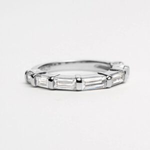 Michooyel S925 Baguette Eternity Ring Wedding Band Ring Cubic Zirconia Stacking Ring Sterling Silver Ring for Women