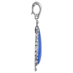 American West Sterling Silver Women's Pendant Enhancer Denim Lapis Gemstone Teardrop Bordered Design