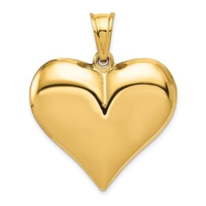 Auriga Fine Jewelry 14k Yellow Gold Polished 3-D Puffed Heart Pendant Gift for Women