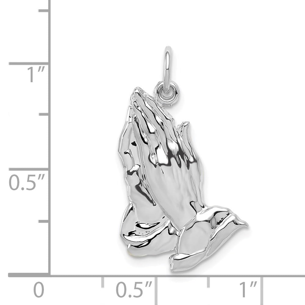 Auriga Fine Jewelry 14k White Gold Praying Hands Pendant Gift for Women