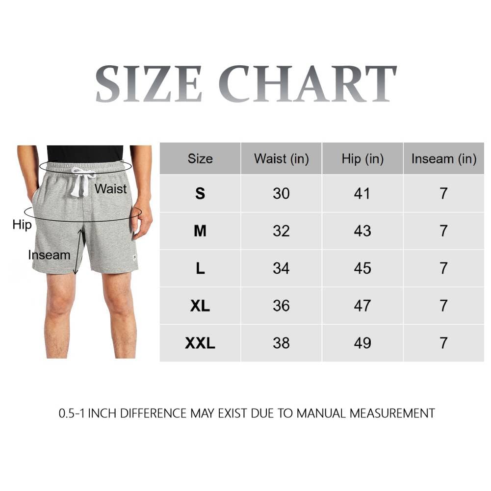 NIMENJOJA Mens 7" Sweat Shorts Cotton Workout Gym Jogger Lounge Zipper Pockets Shorts Navy Blue