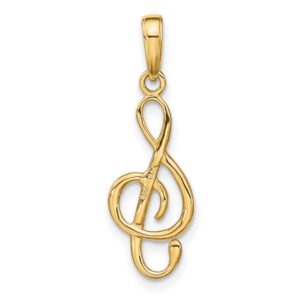 Auriga Fine Jewelry 14k Yellow Gold 3-D Clef Treble Clef Pendant Gift for Women