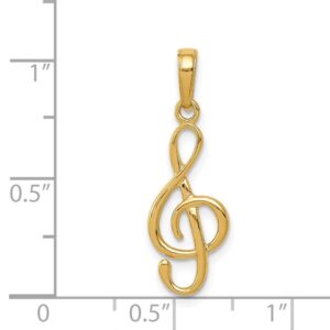 Auriga Fine Jewelry 14k Yellow Gold 3-D Clef Treble Clef Pendant Gift for Women