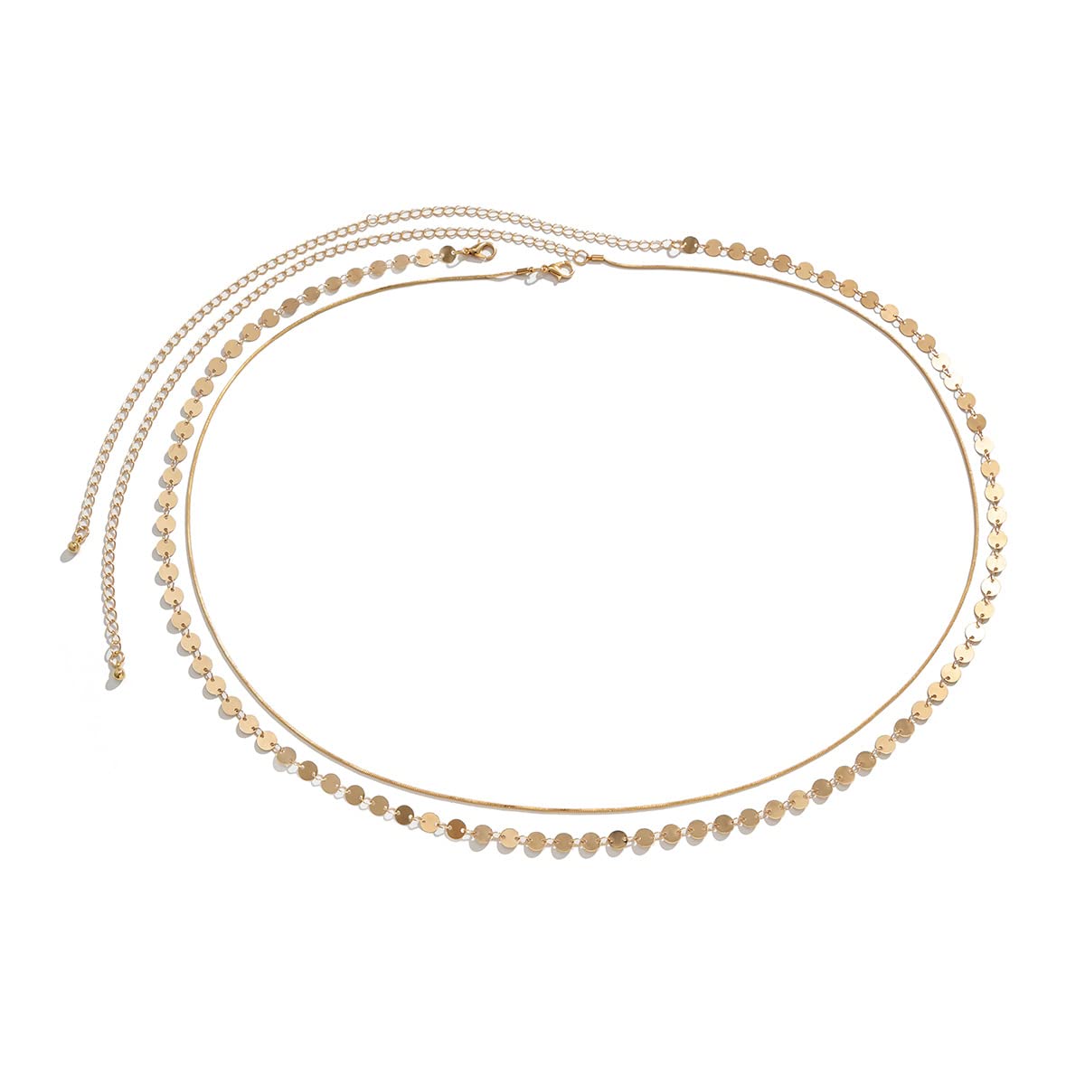 Rumtock Double Layer Gold Sequins Beads Rope Chain Body Chain Waist Chain Belly Belt for Women Girls Summer Beach Fashion Jewelry